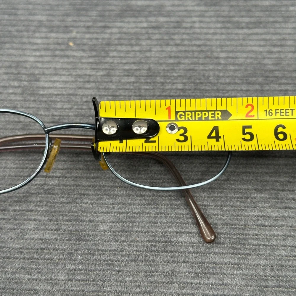 Guess Oval Y2K Eyeglasses Gunmetal Blue Metal Frame Bronze Temples Vintage Style